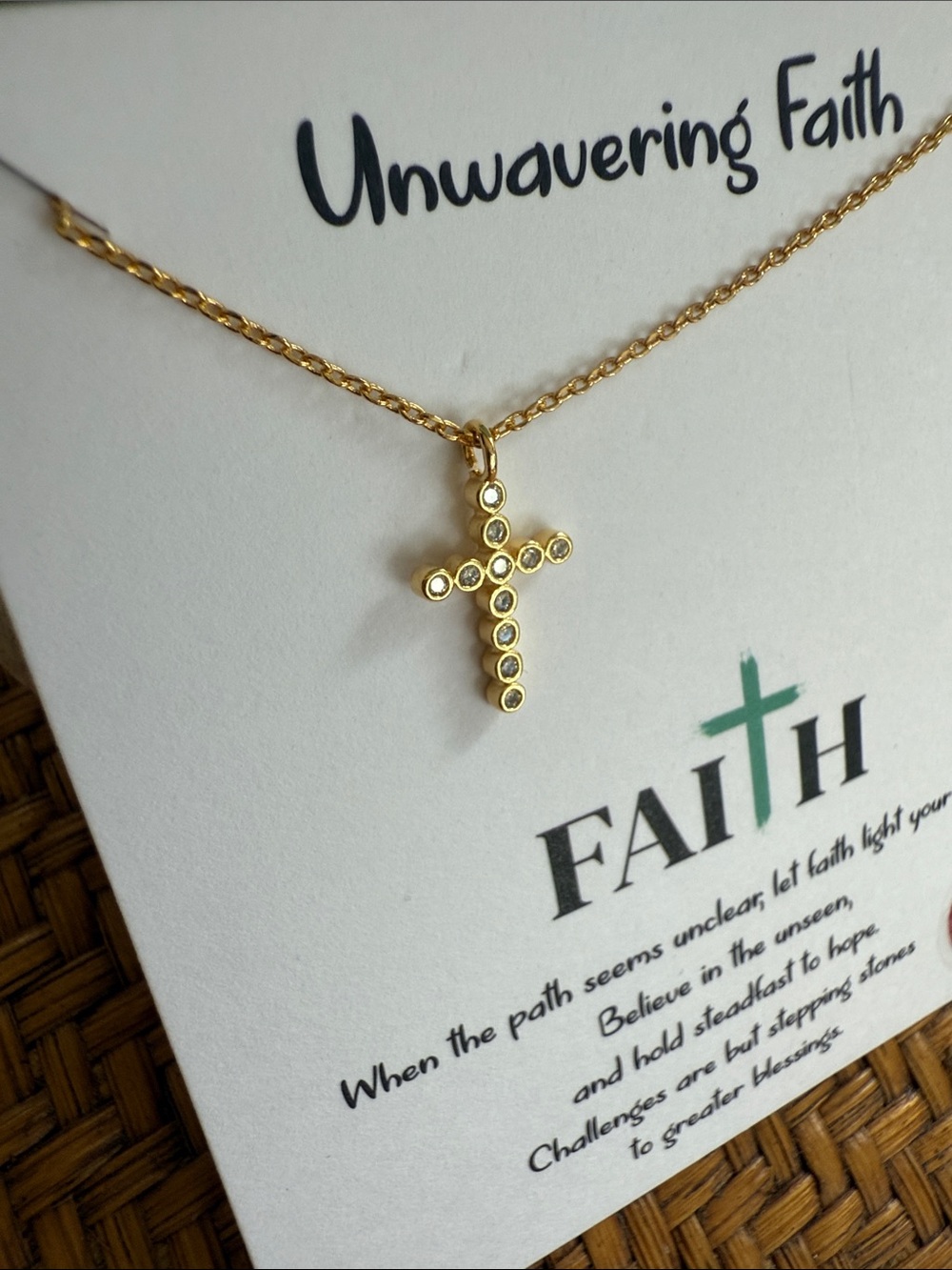 Gold Cross Pendant Necklace - Faith Card - Picture 7 of 8